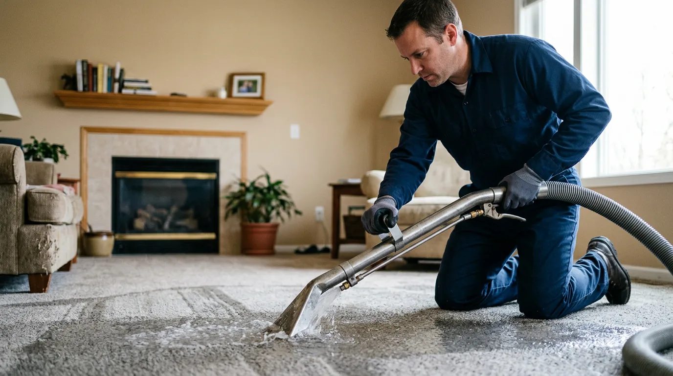 Water damage restoration technician working near Gypsum, KS